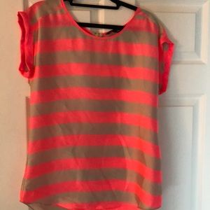 Silk blouse neon stripe